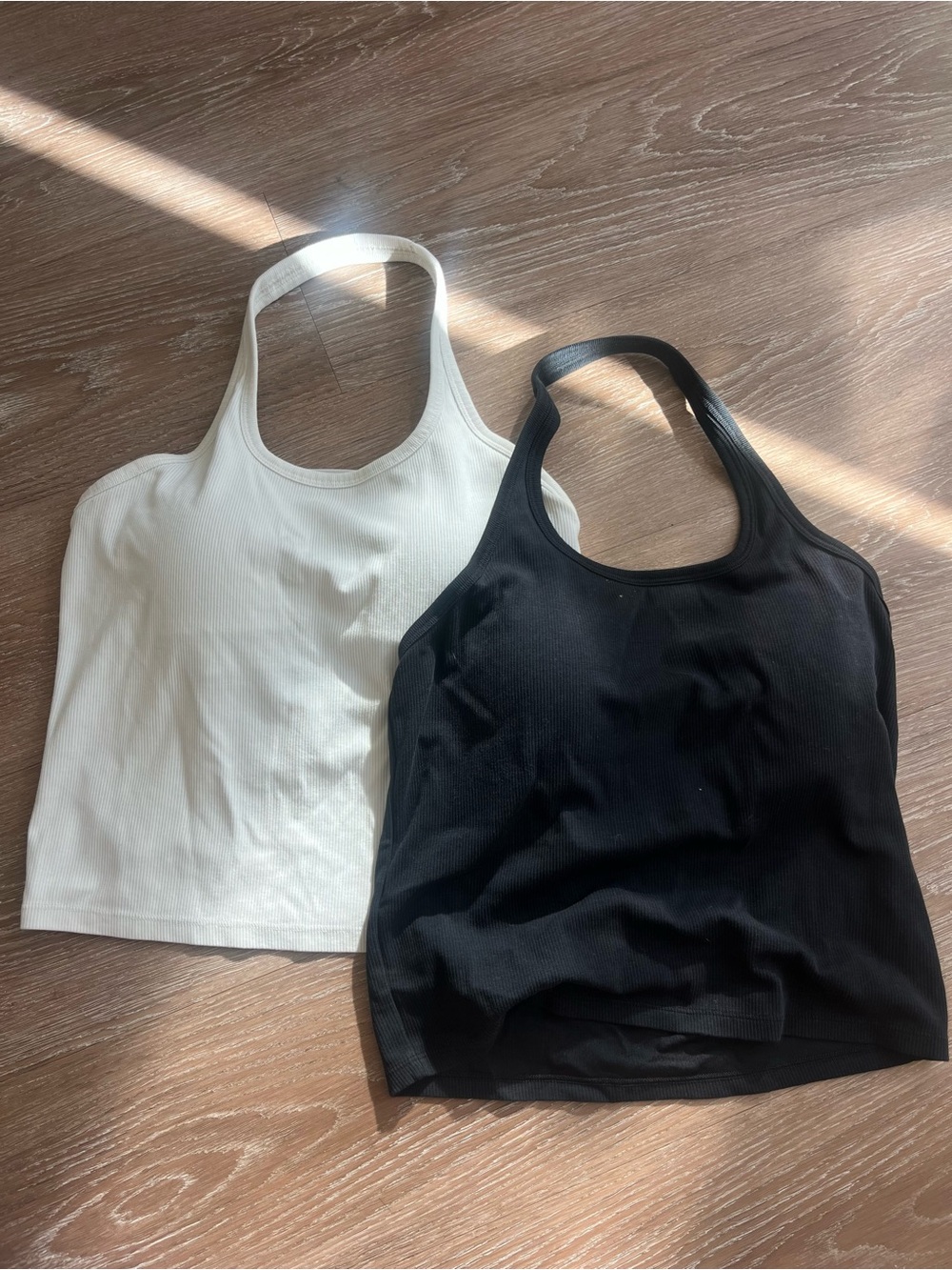 Uniqlo Ribbed Racerback Tank Tops - Black & White
